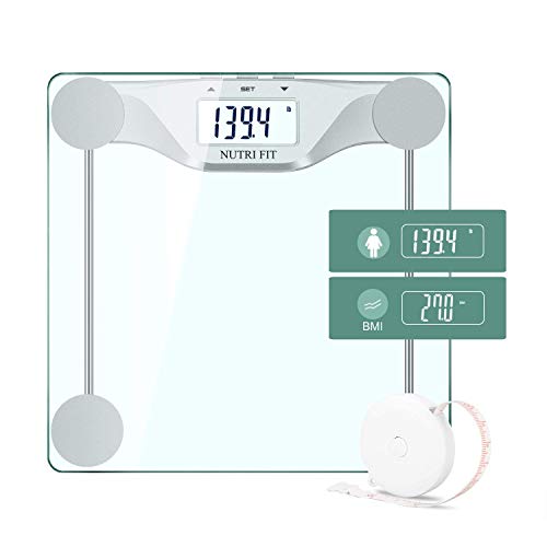 Digital Body Weight Bathroom Scale BMI, Accurate Weight Measurements Scale,Large Backlight Display and Step-On Technology,400 Pounds,Body Tape Measure Included (BMI)