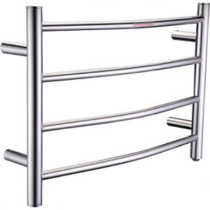 ANZZI Glow 4-Bar Wall Mounted Towel Warmer in Polished Chrome | Energy Efficient 40W Electric Plug in Heated Towel Rack for Bathroom | Stainless Steel Towel Heater Rail Quick Towel Dryer | TW-AZ018CH