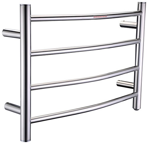 ANZZI Glow 4-Bar Wall Mounted Towel Warmer in Polished Chrome | Energy Efficient 40W Electric Plug in Heated Towel Rack for Bathroom | Stainless Steel Towel Heater Rail Quick Towel Dryer | TW-AZ018CH