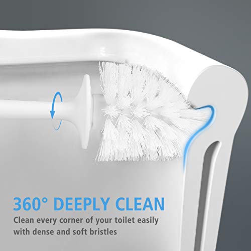 Homemaxs Toilet Brush and Holder, Modern Design Toilet Brush Homemaxs Rest room Brush and Holder,【2020 Upgraded】 Fashionable Design Rest room Brush 2 Pack with 5 inch Enlarged Steady Backside &amp; Prolonged Ergonomic Deal with,White Rest room Bowl Brush for Your Rest room Rest room.