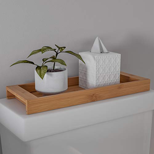 Lavish Home Bamboo Bathroom Vanity Tray-Natural Wood Eco-Friendly Holder for Towels, Toiletries, Cosmetics, Decor and More-Modern Bath Accessories