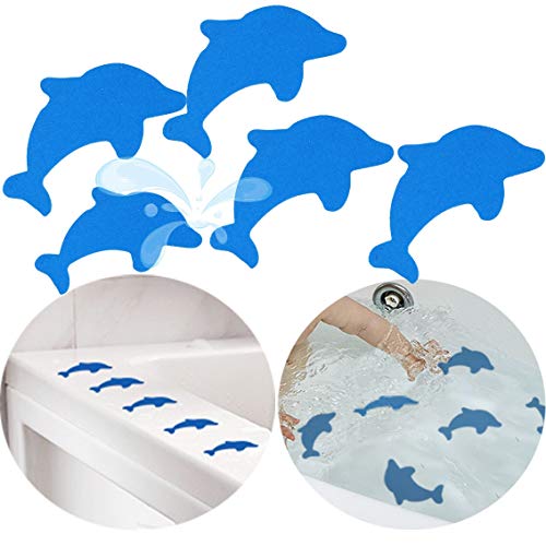 S&X Bathtub Non Slip Stickers,Grippy Dolphin Adhesive S&amp;X Bathtub Non Slip Stickers,Grippy Dolphin Adhesive Security Treads for Bathtubs/Showers/Swimming pools/Bogs/Stairs,4.7 Inch X 3.9 Inch,12-Pack.