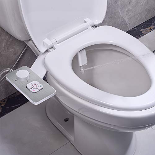 Bidet Attachment - SAMODRA Non-electric, Cold Water Bidet Bidet Attachment - SAMODRA Non-electric Chilly Water Bidet Bathroom Seat Attachment with Stress Controls,Retractable Self-cleaning Twin Nozzles for Frontal &amp; Rear Wash - Brushed Nickel.