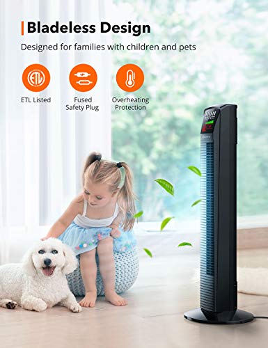 Tower Fan, TaoTronics Oscillating Fan Powerful Floor Fan Tower Fan, TaoTronics Oscillating Fan Highly effective Flooring Fan with Distant &amp; Massive LED Show, 9 Modes, Straightforward Clear, Up to12H Timer Bladeless Standing Fan Transportable for the Entire Room House Workplace.