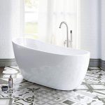 WOODBRIDGE Acrylic Freestanding Bathtub Contemporary Soaking Tub with Brushed Nickel Overflow and Drain B-0006-B/N-Drain &O, 54" B-0006