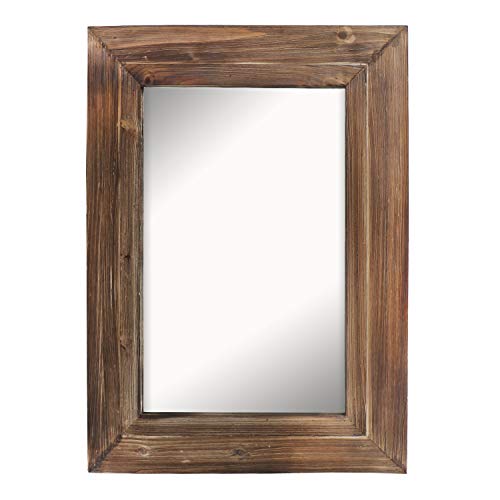 Barnyard Designs Decorative Torched Wood Frame Wall Mirror, Large Rustic Farmhouse Mirror Decor, Vertical or Horizontal Hanging, for Bathroom Vanity, Living Room or Bedroom, 32" x 24"