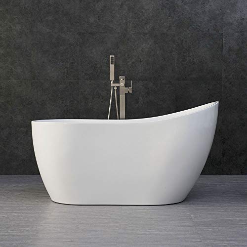 WOODBRIDGE Acrylic Freestanding Bathtub Contemporary Soaking Tub WOODBRIDGE Acrylic Freestanding Bathtub Up to date Soaking Tub with Brushed Nickel Overflow and Drain B-0006-B/N-Drain &amp;O, 54" B-0006.