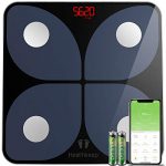 Body Fat Scale with iOS and Android App, Bluetooth Weight Digital Bathroom Scales BMI Body Composition Monitor, Samsung, iOS, Andriod System, 396 lbs in 0.2 lb increments, 2 x AAA Batteries Included