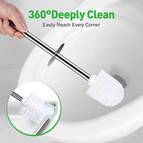 SpunKo Toilet Brush and Holder Set, 2 Pack WC Toilet Bowl Brush Cleaner SpunKo Bathroom Brush and Holder Set, 2 Pack WC Bathroom Bowl Brush Cleaner with 304 Stainless Metal Lengthy Deal with, Bathroom Scrubber Brush for Business Lavatory Restroom Deep Cleansing (White-2 Pack).