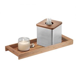 iDesign Formbu Wood Toilet Tank Top Storage Tray Wooden Organizer for Tissues, Candles, Soap, Hand Towels, Toilet Paper, Natural Bamboo