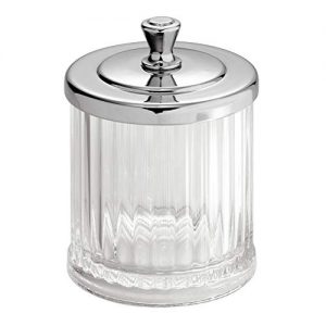 iDesign Alston Bathroom Vanity Canister Jar for Cotton Balls, Swabs, Cosmetic Pads - Clear/Chrome