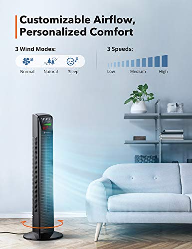 Tower Fan, TaoTronics Oscillating Fan Powerful Floor Fan Tower Fan, TaoTronics Oscillating Fan Highly effective Flooring Fan with Distant &amp; Massive LED Show, 9 Modes, Straightforward Clear, Up to12H Timer Bladeless Standing Fan Transportable for the Entire Room House Workplace.