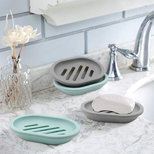 TOPSKY 2-Pack Soap Dish with Drain, Soap Holder, Soap Saver TOPSKY 2-Pack Cleaning soap Dish with Drain, Cleaning soap Holder, Cleaning soap Saver, Simple Cleansing, Dry, Cease Mushy Cleaning soap (Gray).