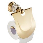 WINCASE European Toilet Paper Holder Roll Tissu Holder with Cover, Waterproof for WC All Zinc Construction Wall Mounted Luxury Polished Gold Finished