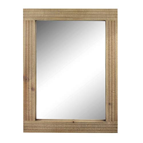 Stonebriar Rectangle Natural Wood Hanging Wall Mirror, Medium, Brown