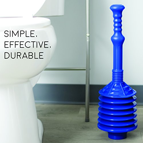 Professional Bellows Accordion Toilet Plunger Skilled Bellows Accordion Bathroom Plunger, Excessive Strain Thrust Plunge Removes Heavy Obligation Clogs From Clogged Toilet Bogs, All Goal Industrial Energy Plungers For Any Loos, Blue.