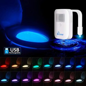Rechargeable Toilet Bowl Night Light,16-color Led Motion Sensor Nightlight, Cool Fun Unique Gadget Funny Birthday Gag Easter Gift Idea for Husband Men Dad Mom Him Kids Mother Father Day
