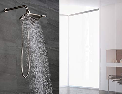 Brushed nickel Shower heads combo with two spray Brushed nickel Bathe heads combo with two spray setting fastened bathe head and two spray settings handheld bathe head.