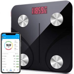 Bluetooth Body Fat Scale Vinselected Smart BMI Scale Digital Bathroom Weight Scale Wireless Body Composition Analyzer with Smartphone App 396 lbs/180kg - Black