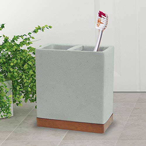 nu steel Concrete, Made of Cement Bath Accessory Set nu metal Concrete, Fabricated from Cement Bathtub Accent Set Vainness Countertop, 7pc Luxurious Ensemble-Cotton Swab, Dish, Toothbrush Holder, cleaning soap Pump, Waste Basket, Tissue Field, Tray, Gray Stone/Brown.
