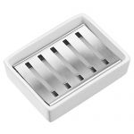 SANNO Ceramic Soap Dish Holder Stainless Steel Soap Holder for Bathroom and Shower Double Layer Draining Soap Box