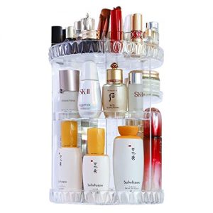 Makeup Organizer, 360 Degree Rotating Adjustable Cosmetic Storage Display Case with 8 Layers Large Capacity, Great for Jewelry,Makeup Brushes, Lipsticks and More, Clear Transparent