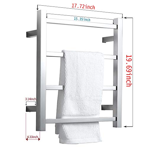 SHARNDY Towel Warmer for Bathroom Polished Chrome SHARNDY Towel Hotter for Lavatory Polished Chrome ETW13-2A Heated Towel Rail 4 Sq. Bars.