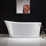 Woodbridge B-0084/BTA-0084 B/N Acrylic Freestanding Bathtub Contemporary Soaking Tub with Brushed Nickel Overflow and Drain BTA0084-B,White, 67" B-0084