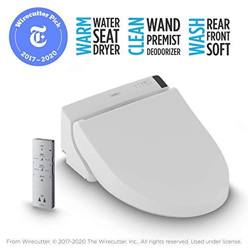 TOTO SW2044#01 C200 Electronic Bidet Toilet Cleansing Water, Heated Seat, Deodorizer, Warm Air Dryer, and PREMIST, Elongated, Cotton White