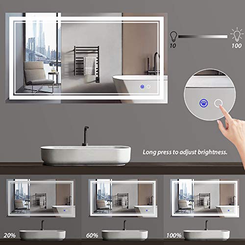 Keonjinn 36 x 28 Inch Bathroom LED Vanity Mirror Anti-Fog Keonjinn 36 x 28 Inch Toilet LED Self-importance Mirror Anti-Fog Wall Mounted Make-up Mirror with Gentle (Horizontal/Vertiacl).