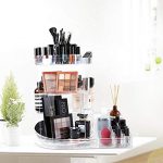 SUNFICON Large Makeup Organizer Makeup Storage Tray Rotating Cosmetic Holder 360 Spin Makeup Carousel Display Case Stand Caddy Vanity Bathroom Bedroom Countertop Birthday Christmas Gift Acrylic Clear