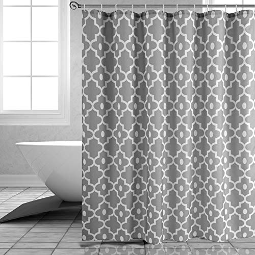 Biscaynebay Textured Fabric Shower Curtains Biscaynebay Textured Material Bathe Curtains, Morocco Pearl Prinetd Rest room Curtains, Silver Gray 72 by 72 Inches.