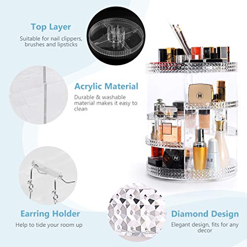Awenia Makeup Organizer 360-Degree Rotating, Adjustable Makeup Storage Awenia Make-up Organizer 360-Diploma Rotating, Adjustable Make-up Storage, 7 Layers Massive Capability Beauty Storage Unit, Suits Totally different Kinds of Cosmetics and Equipment, Plus Measurement (Clear).