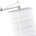 Sooreally 12 Inch Square Rain Shower Head High Pressure Rainfall Showerhead with 11 Inch Adjustable Extension Arm, Stainless Steel Chrome Finish, 12 Inch Large Waterfall Full Body Coverage