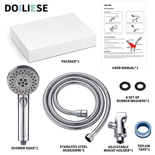 High Pressure 6 Setting Shower Head Hand-Held Excessive Strain 6 Setting Bathe Head Hand-Held with ON/OFF Change and Spa Spray Mode - Handheld Bathe Heads with Handheld Spray - Bathe Head with Hose - Chrome.