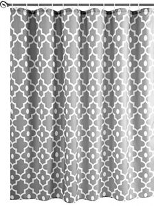 Biscaynebay Textured Fabric Shower Curtains, Morocco Pearl Prinetd Bathroom Curtains, Silver Grey 72 by 72 Inches