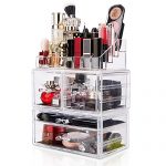 Makeup Organizer 3 Pieces Acrylic Cosmetic Storage Large Drawers and Jewelry Display Box