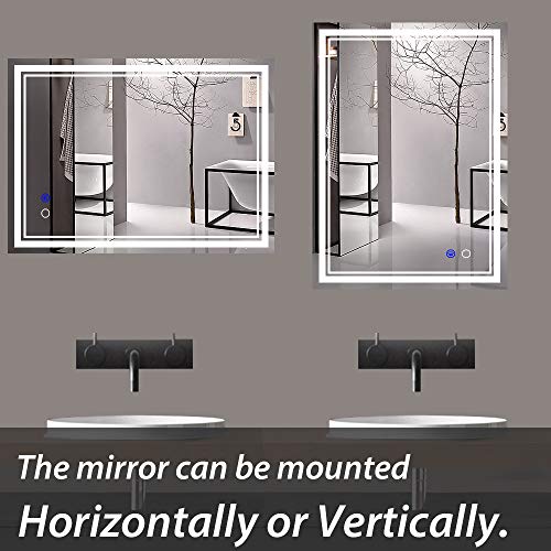 Keonjinn 36 x 28 Inch Bathroom LED Vanity Mirror Anti-Fog Keonjinn 36 x 28 Inch Toilet LED Self-importance Mirror Anti-Fog Wall Mounted Make-up Mirror with Gentle (Horizontal/Vertiacl).
