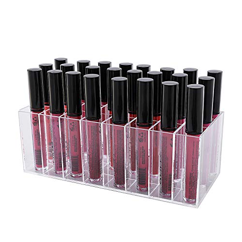 lureme Lip Gloss Holder Organizer, Lipgloss Display Case Box, 24 Spaces Clear Acrylic Makeup Organizer (cb000003)