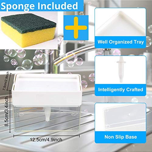 Details about   Kitchen Dish Soap Pump Dispenser with Sponge Holder 2-in-1 Press Countertop Rack 