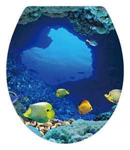 DNVEN 13 inches x 15 inches Tropical Fish Undersea Ocean Under Water Bathroom Toilet Seat Lid Cover Decals Stickers