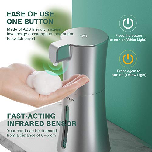 Touchless Foaming Soap Dispenser: The Future of Hand Hygiene Elevate your hand hygiene to the next level with the HadinEEon Touchless Foaming Soap Dispenser. This marvel of technology combines convenience, speed, and hygiene to offer you a premium hand-washing experience. Imagine receiving a dollop of dense, luxurious foam soap in a mere 0.2 seconds, all thanks to its precise infrared motion and PIR sensor detection technology. Not only does it save you time and water, but it also ensures the highest level of hygiene. The HadinEEon dispenser boasts a generous 350ml/12oz capacity, which means that for a family of three using it three times a day, it can last for a remarkable three months without needing a refill. No more constantly topping up the dispenser! The visible window lets you know exactly when it's time for a refill, so you never run out of soap when you need it most. Incorporating an IPX3 waterproof design and a leak-proof base structure, this soap dispenser is a perfect fit for wet areas like your bathroom or kitchen sink. Bid farewell to worries about water damage or accidental contact with germs on a hand soap pump, for the HadinEEon is completely touch-free. Make your daily hand-washing routine not just efficient, but also a touch of elegance. Choose the HadinEEon Touchless Foaming Soap Dispenser and say goodbye to hand hygiene worries. 🌟 Premium Hand Hygiene: The HadinEEon Touchless Foaming Soap Dispenser revolutionizes hand hygiene. With speedy 0.2-second foaming and an elegant design, it elevates your hand-washing experience. 💧 Hygienic Dense Foam: Experience the convenience of dense, luxurious foam soap dispensed in the blink of an eye. The precise infrared motion sensor technology ensures the highest level of hygiene.