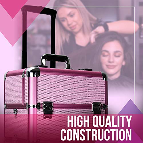 Beauty Professional Rolling Makeup Case - Your Stylish Travel Companion Rolling Show & Storage Organizer: This makeup case is a must-have for professional makeup artists. Available in 7 elegant colors, it's designed for carrying, displaying, and traveling with cosmetics. The removable 360-degree 4-wheel rolling system makes transportation a breeze. Upgrade your makeup game with the "Ver Beauty Professional Rolling Makeup Case." It's more than just a makeup organizer; it's a stylish travel companion for makeup artists and beauty enthusiasts alike. With its high-grade construction, heat-resistant exterior, and easy-slide trays, it offers both durability and functionality. Keep your cosmetics organized, protected, and easily accessible wherever your makeup journey takes you. Elevate your professional image with this chic and practical makeup case.