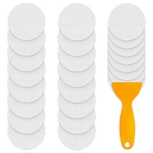 PGFUN 24PCS Adhesive Safety Treads Anti Slip Strips Stickers Non Skid Bathtub Appliques Clear Grip Tape for Shower Tub Steps Stair Floor Pools Boats with Scraper(Round)