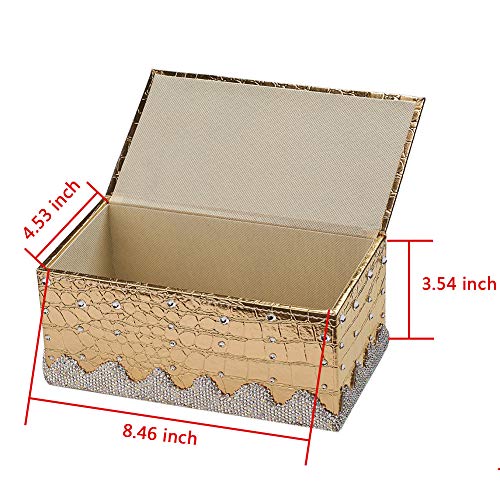 ATMOMO Gold with Silver Bling Bling Crystal Tissue ATMOMO Gold with Silver Bling Bling Crystal Tissue Holder Field Luxurious Rectangular Facial Tissue Field Holder for Dwelling Automobile Workplace (NO Paper Towel).