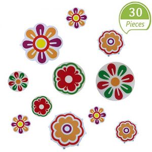 30 Pieces Non Slip Bathtub Stickers, Bright Flowers Appliques with Premium Scraper for Bath Tub Stairs Shower Room and Other Slippery Surfaces