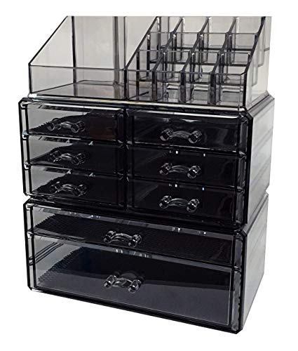 Sodynee Acrylic Makeup Cosmetic Organizer Storage Drawers Display Boxes Case, Three Pieces Set