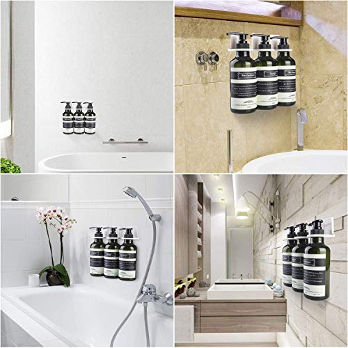 Frylr 3-Chamber Soap Dispenser, Wall Mount Shower Pump Frylr 3-Chamber Cleaning soap Dispenser, Wall Mount Bathe Pump, 3 x 17.5 Oz, PET Plastic Bottles, Stick With out Drilling, Water Resistant Sticker, Darkish Inexperienced