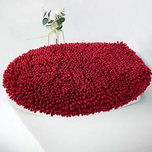 MAYSHINE Seat Cloud Bath Washable Shaggy Microfiber Standard Toilet Lid Covers for Bathroom -Red