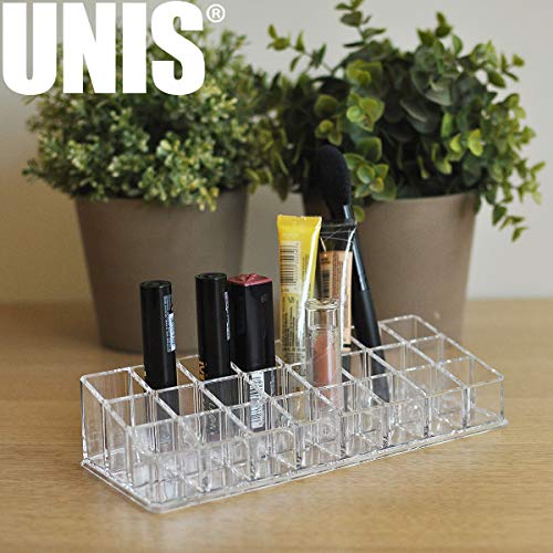 UNIS Clear Acrylic Lipstick Holder, 24 Compartment, Display Case UNIS Clear Acrylic Lipstick Holder 24 Compartment Show Case Make-up Organizer Storage.